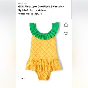Gymboree Kids Pineapple Ruffle Swimsuit - Yellow and Green splish splash 10